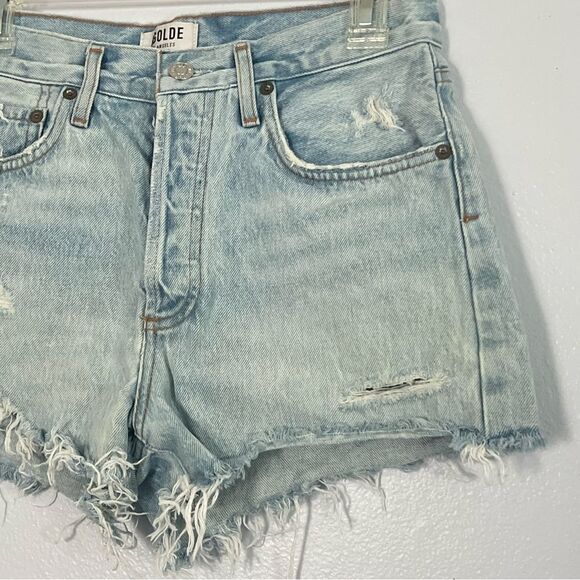 Agolde High Waisted Distressed Denim‎ Cut off Shorts - 26 - Picture 3 of 8